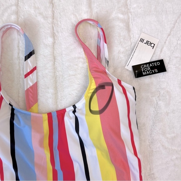 Bar III Stripe High Leg Cheeky One Piece Swimsuit NWT Minor Flaw Sz L - Picture 5 of 7